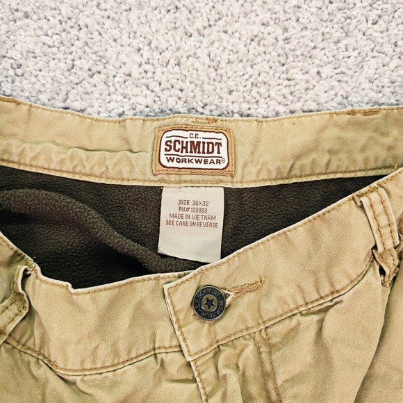 C.E. Schmidt Workwear Mens Tan Fleece Lined Carpenter Pants Size 36x30 - Picture 5 of 9